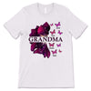 Grandma Flying Butterflies Purple Flower Personalized Shirt