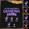 Grandma Mom Belongs To Hologram Hands Paws Personalized Shirt