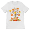 Grandma Pumpkin And Leaves Kids Fall Season Personalized Shirt