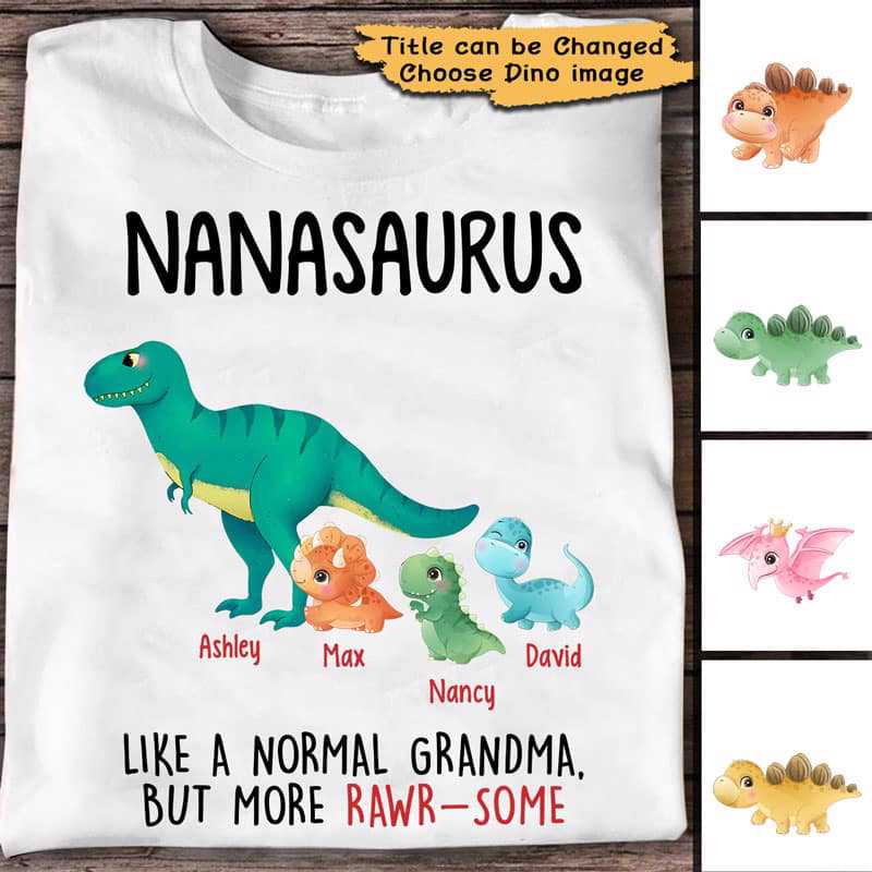 Grandmasaurus More Awesome With Cute Dinosaur Personalized Shirt