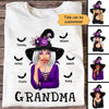Halloween Witch Mom Grandma With Grandkids Names Personalized Shirt