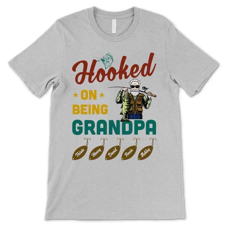 Hooked on Being A Grandpa Shirt, Father's Day Shirt, Custom