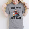 Just A Girl Loving Cats Sitting Doll Girl Personalized Shirt