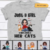 Just A Girl Loving Cats Sitting Doll Girl Personalized Shirt