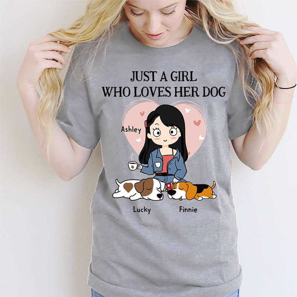 Just A Girl Who Loves Dogs Chibi and Sleeping Dog Personalized Shirt ...