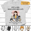 Just A Girl Who Loves Her Cats 6-9 Cats Personalized Shirt