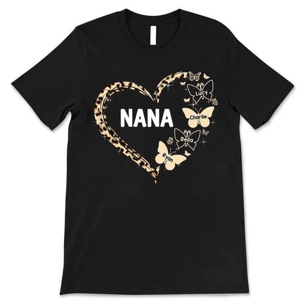 Leopard Mom Grandma Heart Personalized Shirt - TrendingCustom™️