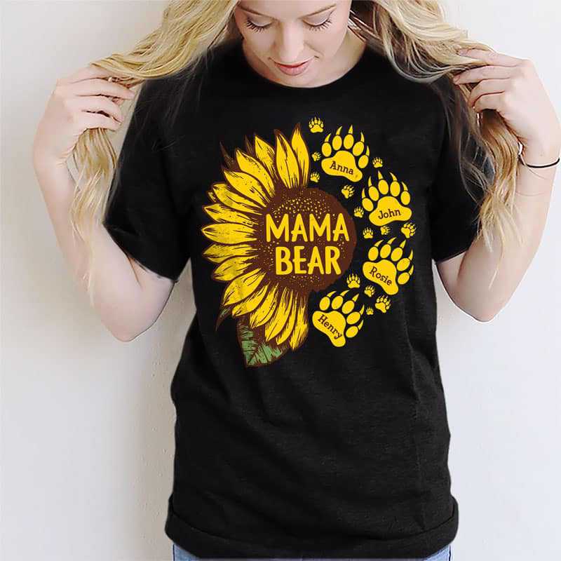 Mama Bear Paws Sunflower Personalized Shirt