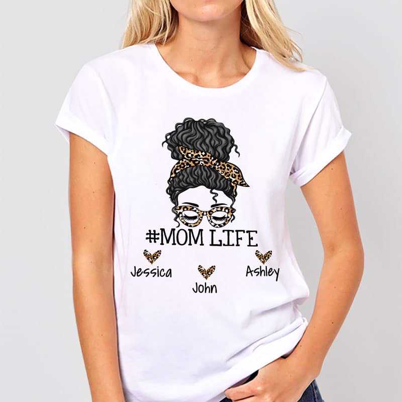 Mom Life Messy Bun Personalized Shirt