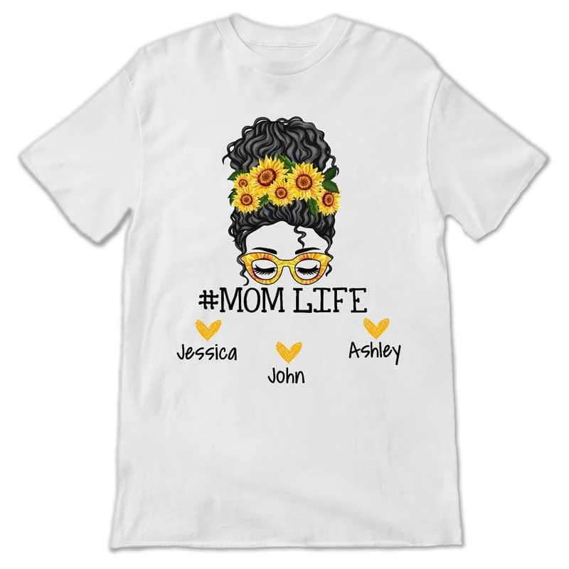 Mom Life Messy Bun Personalized Shirt