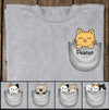 Peeking Cute Sitting Cat Pocket Personalized Shirt