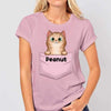 Peeking Fluffy Cat Middle Pocket Personalized Shirt