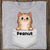 Peeking Fluffy Cat Middle Pocket Personalized Shirt