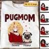 Pug Mom Red Patterned Dogs Personalized Shirt