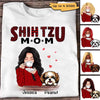 Shih Tzu Mom Red Patterned Dogs Personalized Shirt