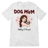 Strong Woman Peeking Dog Mom Red Pattern Personalized Shirt