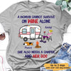 Survive On Wine And Dog Camping Woman Personalized Dog Shirt