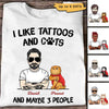 Tattoo Cat Dad Like Cats And 3 People Personalized Shirt