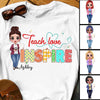 Teach Love Inspire Heart Pattern Doll Teacher Personalized Shirt
