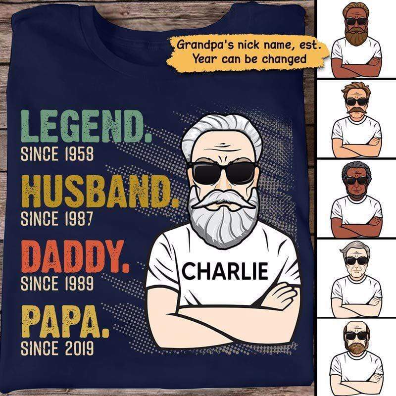 The Legend Grandpa Old Man Birthday Gift Personalized Shirt (Dark Color)