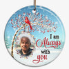 Berry Tree Frame Cardinal Photo Memorial Personalized Circle Ornament