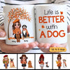 Fall Season Doll Woman Life Is Better With Dogs Personalized Mug