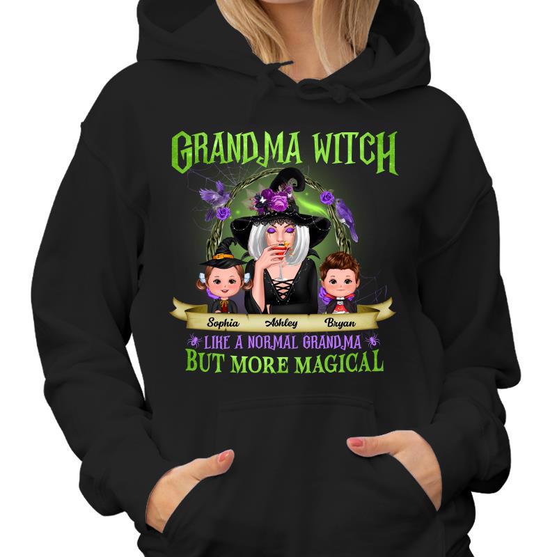Green And Purple Halloween Grandma And Kids Personalized Shirt