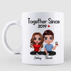 Doll Couple Sitting Anniversary Gift Personalized Mug