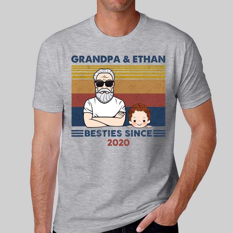 Grandpa And Granddaughter Grandson Besties Since Personalized Shirt