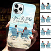 Back View Couple Sitting Beach Landscape Personalized Phone Case