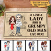 Lovely Lady Grumpy Old Man Live Here Caricature Couple Personalized Doormat