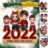 Family Sitting 2022 Christmas Personalized Wooden Ornament