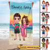 Summer Doll Couple Personalized Beach Towel