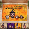 Halloween Doll Witch Never Mind The Witch Beware of The Dogs Personalized Doormat