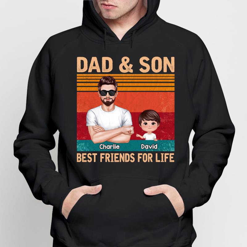 Retro Best Friends For Life Dad And Son Daughter Fist Bump Personalized Shirt