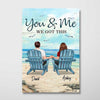 Back View Couple Sitting Beach Landscape Personalized Vertical Poster