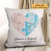 Heart Piece Maps Long Distance Anniversary Gift Personalized Pillow (Insert Included)