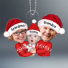 Doll Grandma Grandpa Hugging Kid Custom Face Photo Christmas Gift For Granddaughter Grandson Personalized Acrylic Ornament