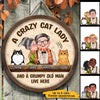 Crazy Cat Lady Grumpy Old Man Personalized Door Hanger Sign