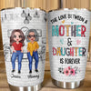 Posing Doll Mom And Daughter Brick Background Personalized Tumbler