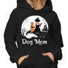 Halloween Moon And Cliff Woman And Dog Back View Crazy Dog Witch Personalized Shirt