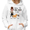 Rockin‘ The Dog Mom Life Leopard Walking Dog & Doll Girl Personalized Hoodie Sweatshirt