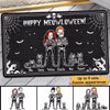 Happy Meowloween Halloween Couple Skeleton Personalized Doormat