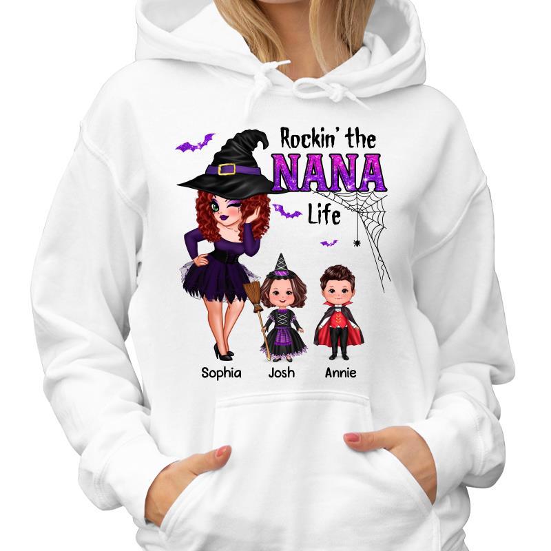 Pretty Grandma Halloween Rockin‘ The Grandma Mom Auntie Life Personalized Shirt