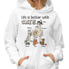 Life Is Better With Cats Funny Cartoon Cats On Cat Tower Personalized Shirt