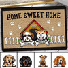 Peeking Dogs Home Sweet Home Personalized Doormat