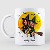 Besties Best Friends Witches Riding Broom Halloween Personalized Mug