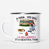 A Camping Man And His Fur Babies Personalized Campfire Mug