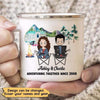 Camping Chibi Couple Adventuring Together Personalized Campfire Mug