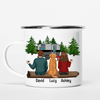 Camping Couple Sitting With Dogs Personalized Campfire Mug